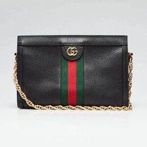 Gucci Black Leather Ophidia Small Shoulder Bag
